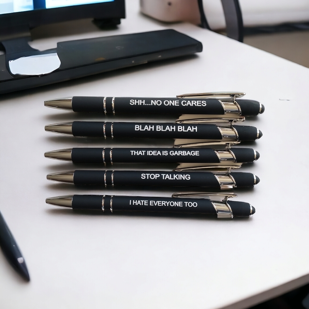 5 Pcs. Funny Sarcastic Ballpoint Pens, Office Snarky Touch Screen Stylus Pen